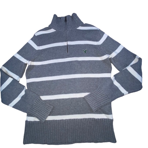 American Eagle Outfitters 1/4 Zip White Gray Sweater - Men’s Medium - Picture 10 of 10
